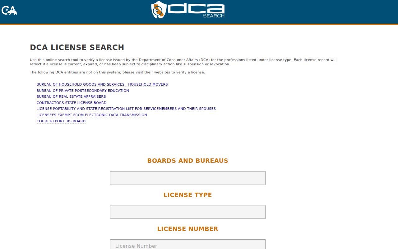 Loma Linda residents directory view of a California professional license search source