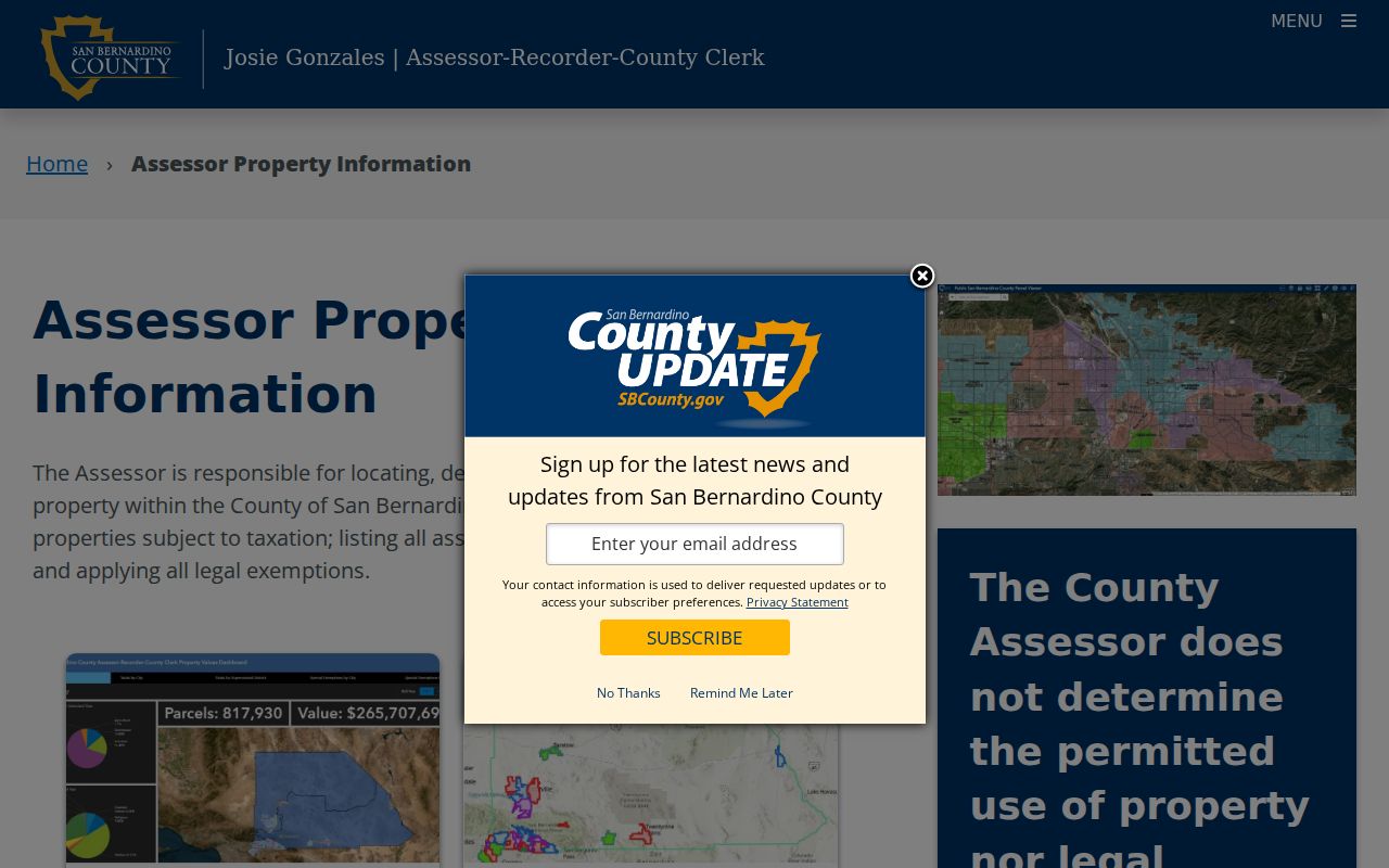 Loma Linda residents directory view of the county property information search