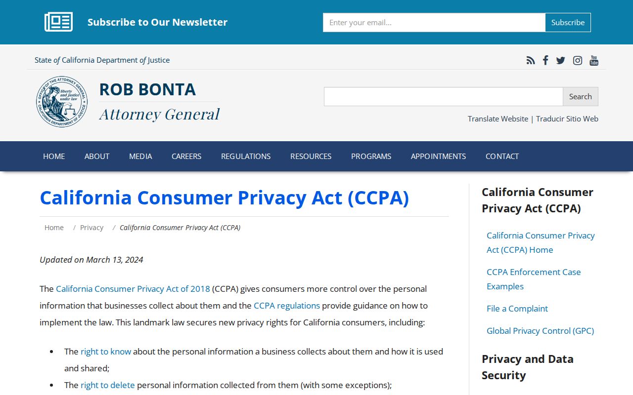 California Attorney General CCPA guidance for Loma Linda neighbors privacy research