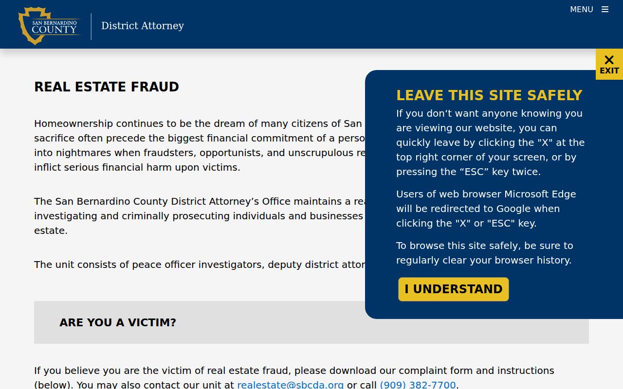Loma Linda previous residents San Bernardino County real estate fraud notice