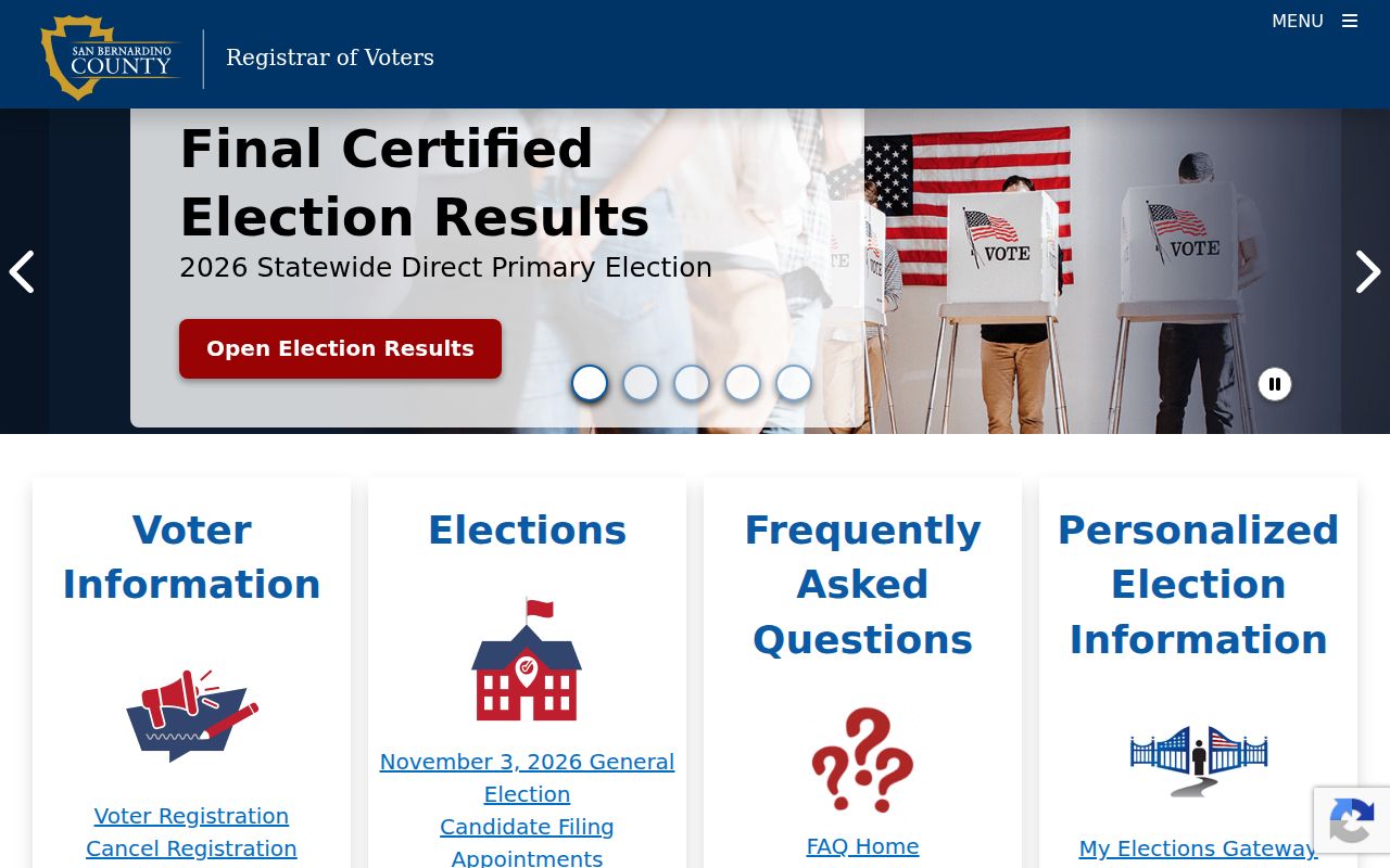 Loma Linda ZIP code view of San Bernardino County voter and precinct services